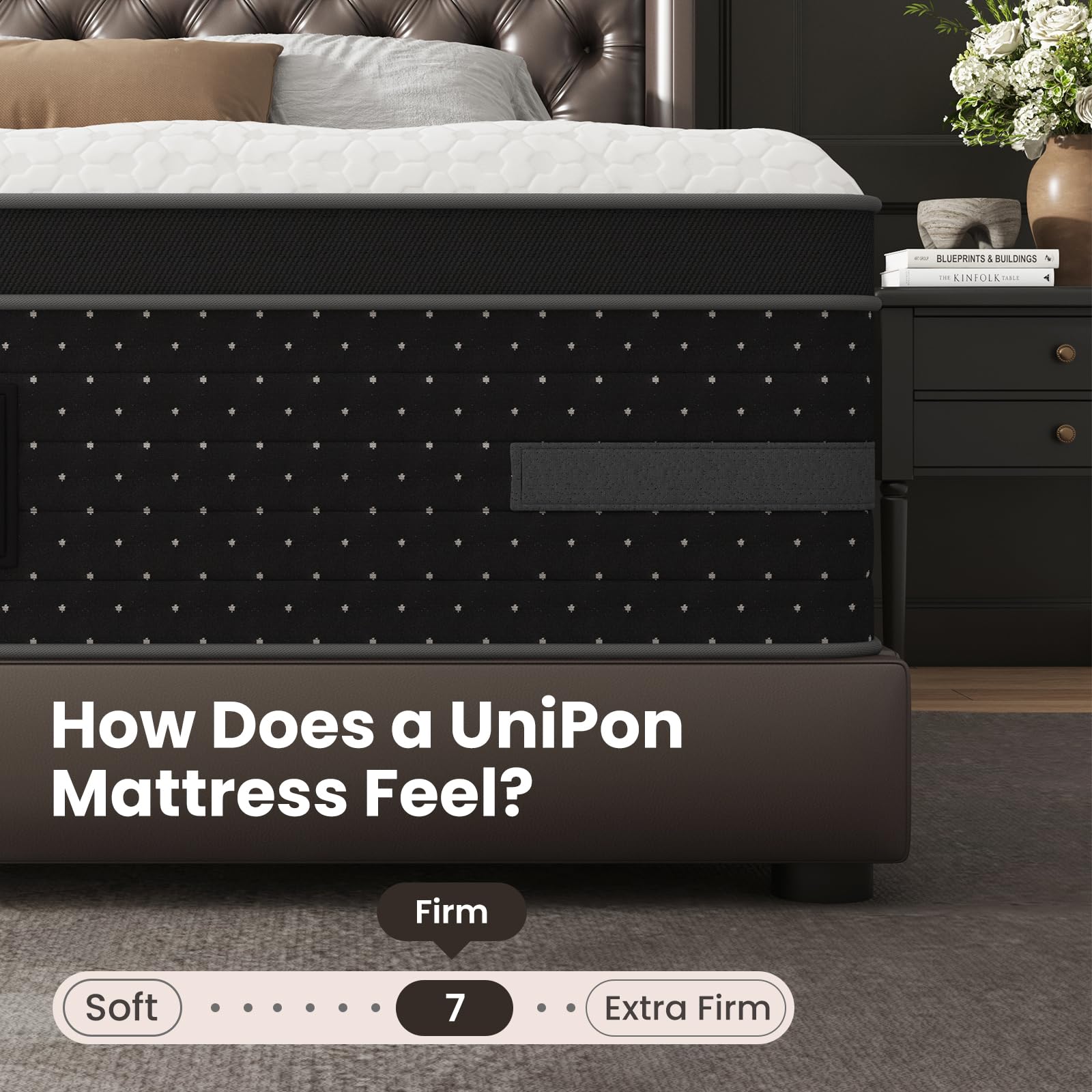 Firm Mattress, 14 Inch Hybrid Bed Mattresses for Back Pain Relief Extra Lumbar Support Motion Isolation