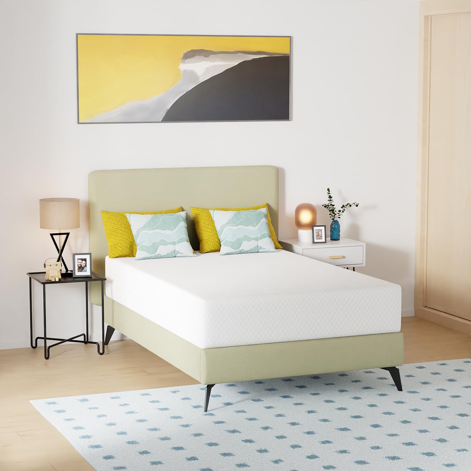 Gel Memory Foam Mattress | White | Bed in a Box,Pressure Relief, Cooling Ventilated Foam
