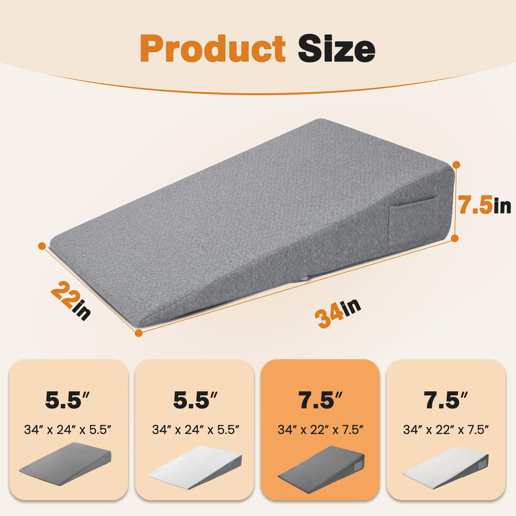 34" Extra-Long Wedge Pillow, Back & Arm Support, Bed Wedge