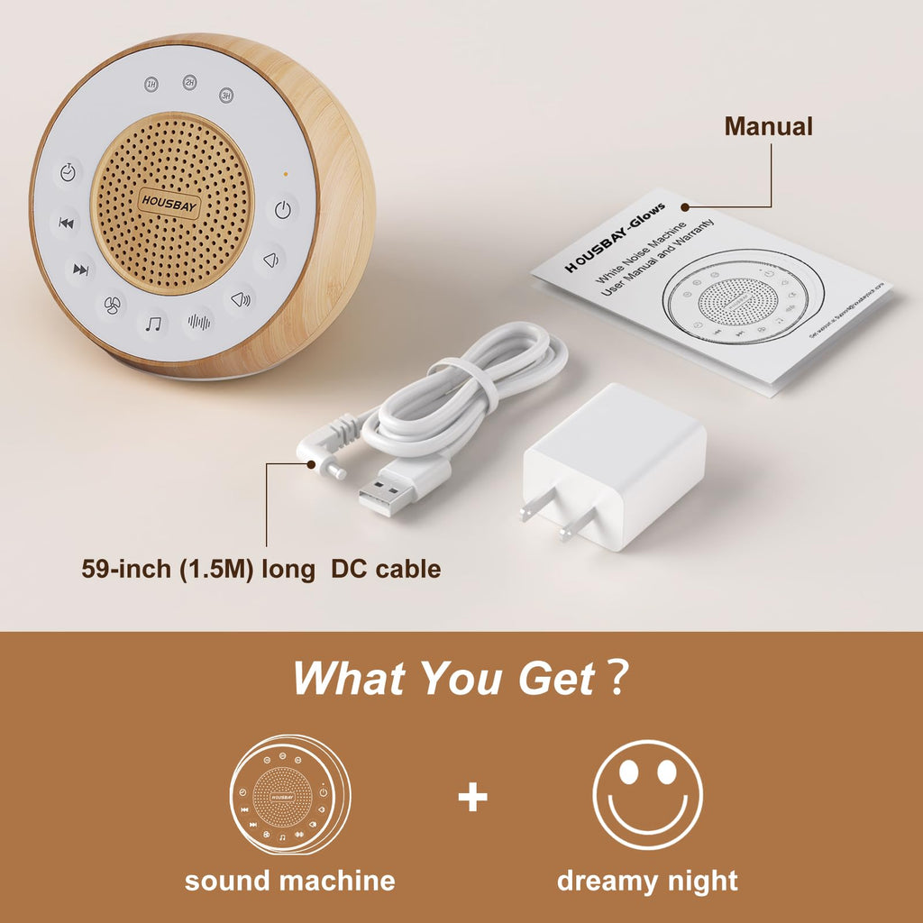 White Noise Machine with 31 Soothing Sounds, 5W Loud Stereo Sound, Auto-Off Timer, Adjustable Volume, Sleep Sound Machine