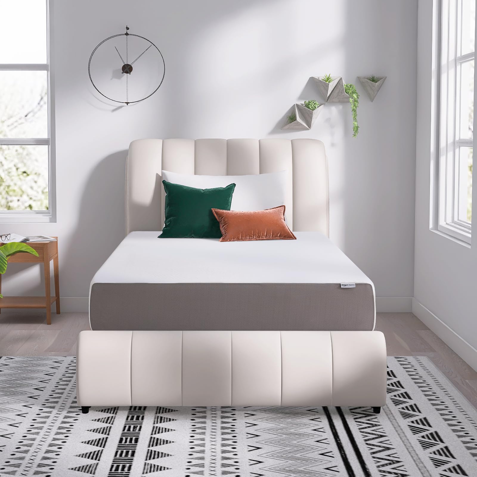 Memory Foam Mattress, Soft Plush Feel, Breathable, 12 Inch, Queen, White/Grey