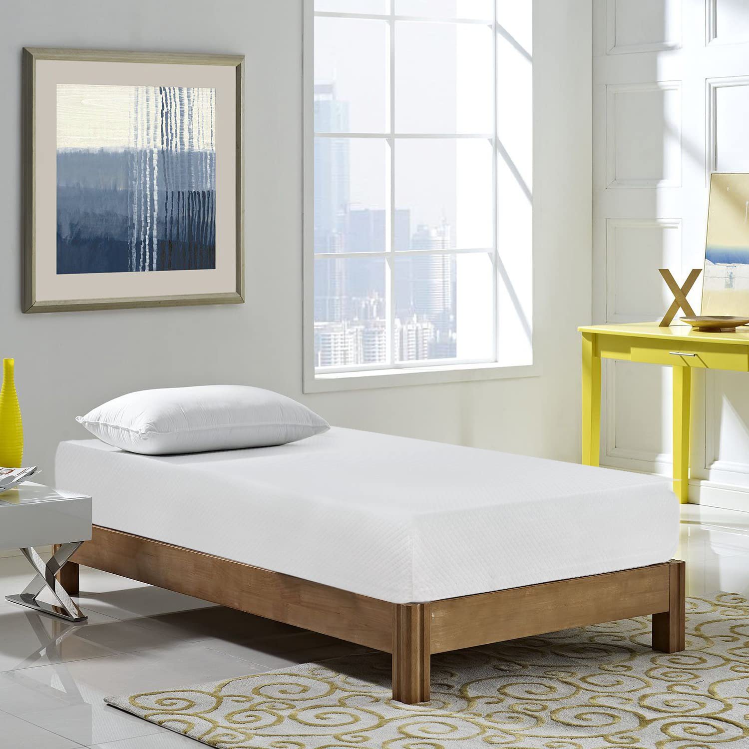 Gel Memory Foam Mattress | White | Bed in a Box,Pressure Relief, Cooling Ventilated Foam