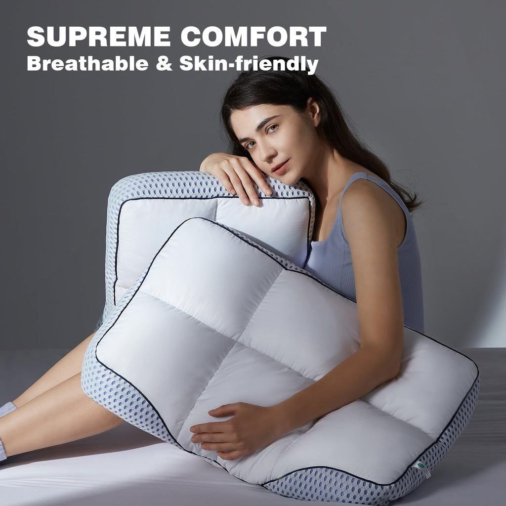 Glaciman Shredded Memory Foam Pillow for Side & Back Sleepers - Firm Ergonomic Pillow for Neck Pain Relief