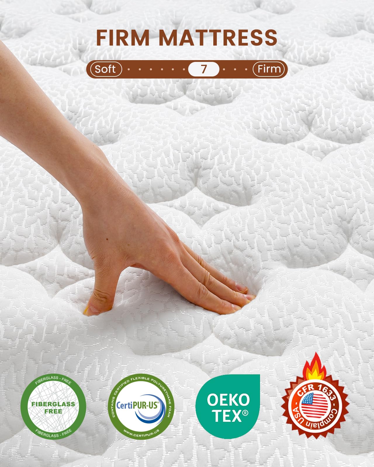 Queen Mattress 14 Inch - Firm Hybrid Mattress with Orthopedic Spinal Support for Back Pain