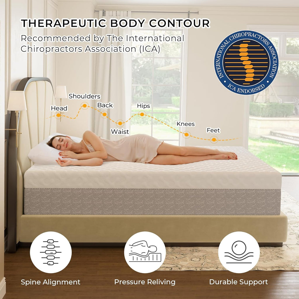 12 Inch Memory Foam Mattress in a Box for Back Pain, Cooling Gel Bed