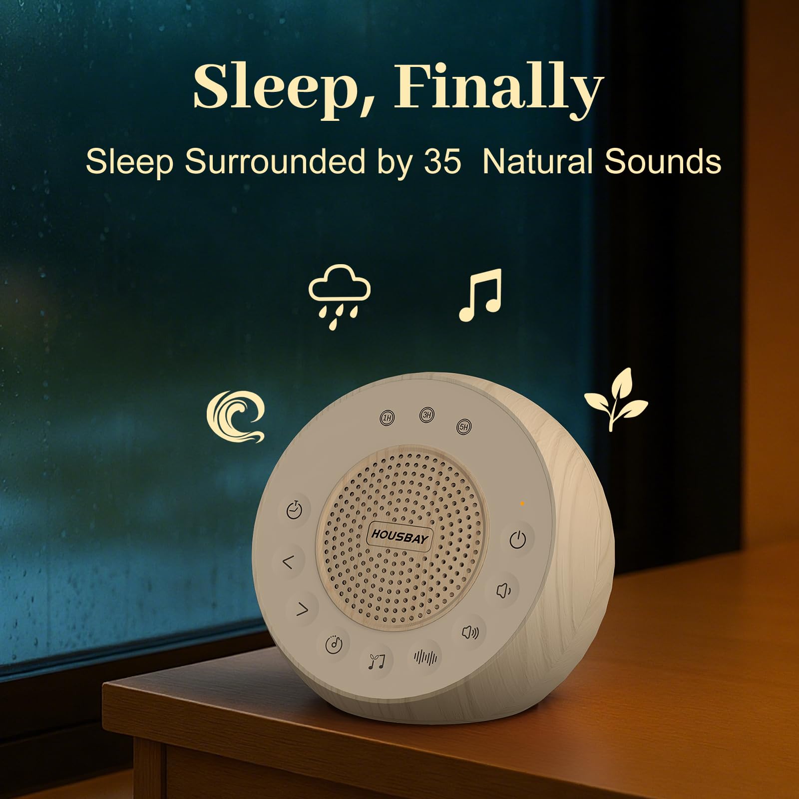 White Noise Machine with 31 Soothing Sounds, 5W Loud Stereo Sound, Auto-Off Timer, Adjustable Volume, Sleep Sound Machine
