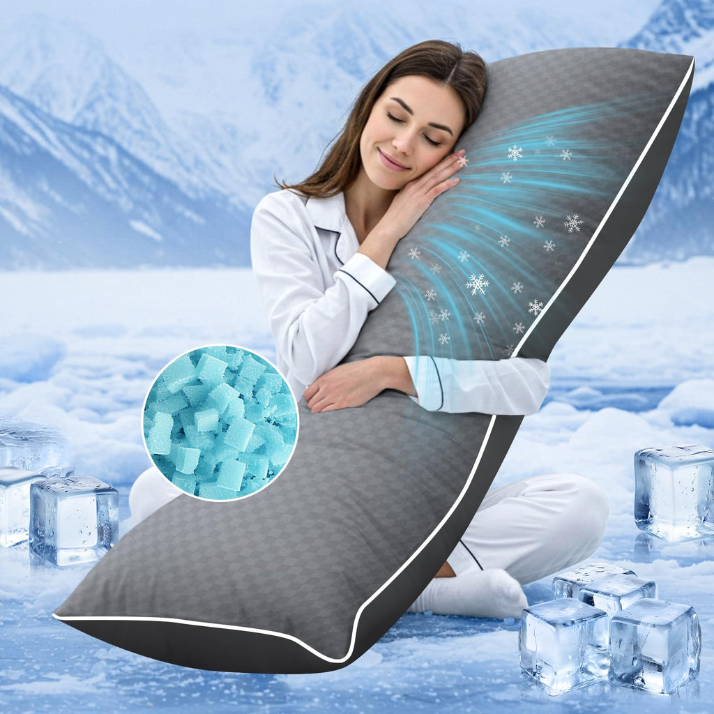 HOME Cooling Body Pillow for Adults- Pillow Insert with Shredded Blue Memory Foam