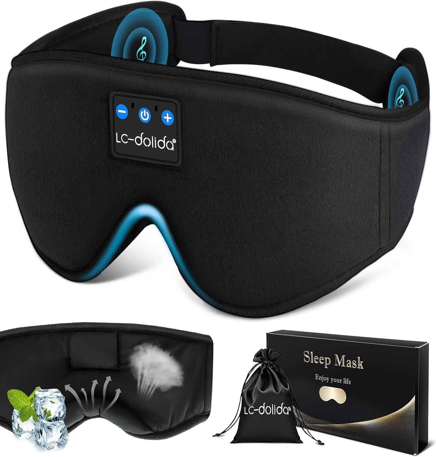 Sleep Headphones, 3D Sleep Mask Bluetooth Wireless Music Eye Mask