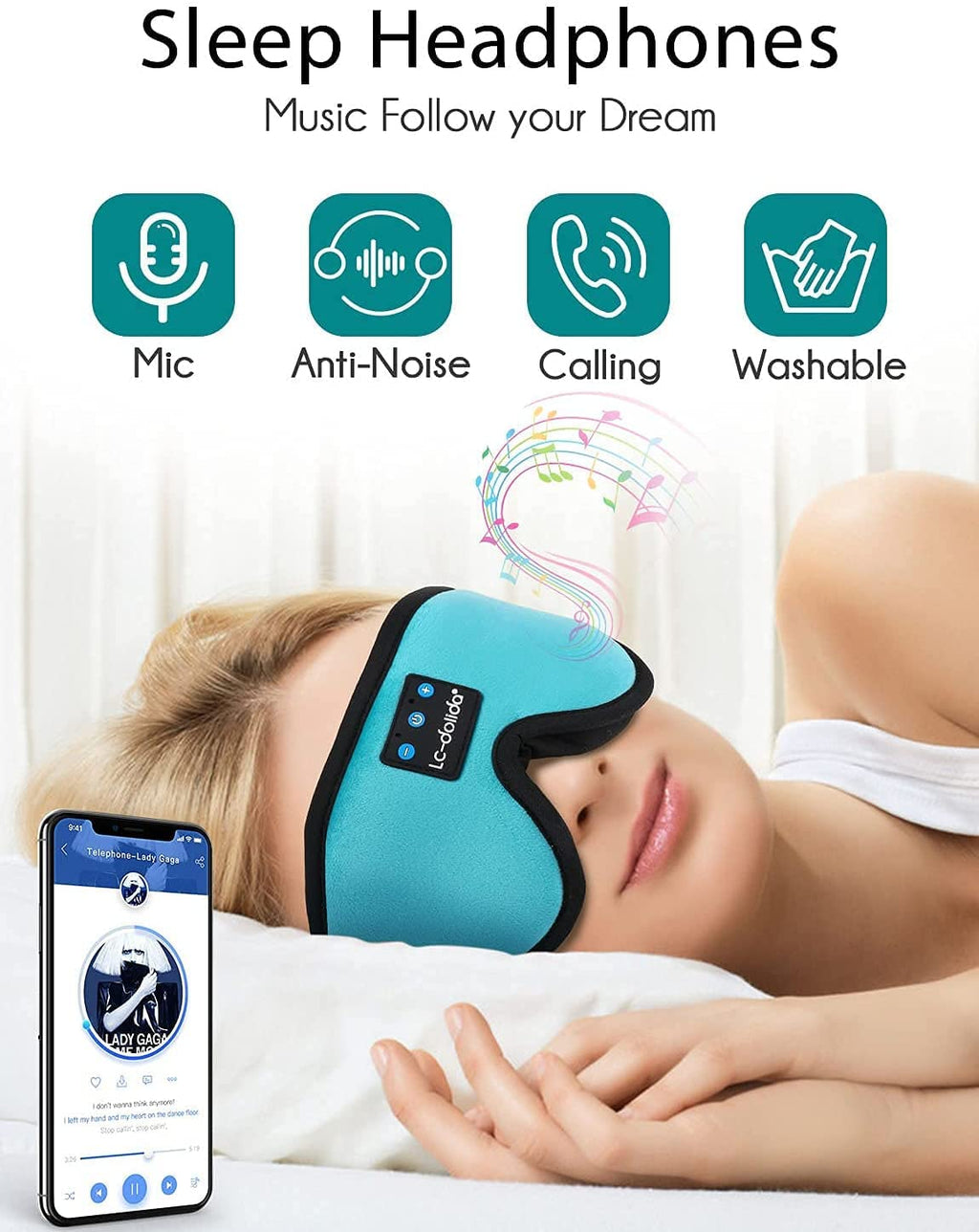 Sleep Headphones, 3D Sleep Mask Bluetooth Wireless Music Eye Mask