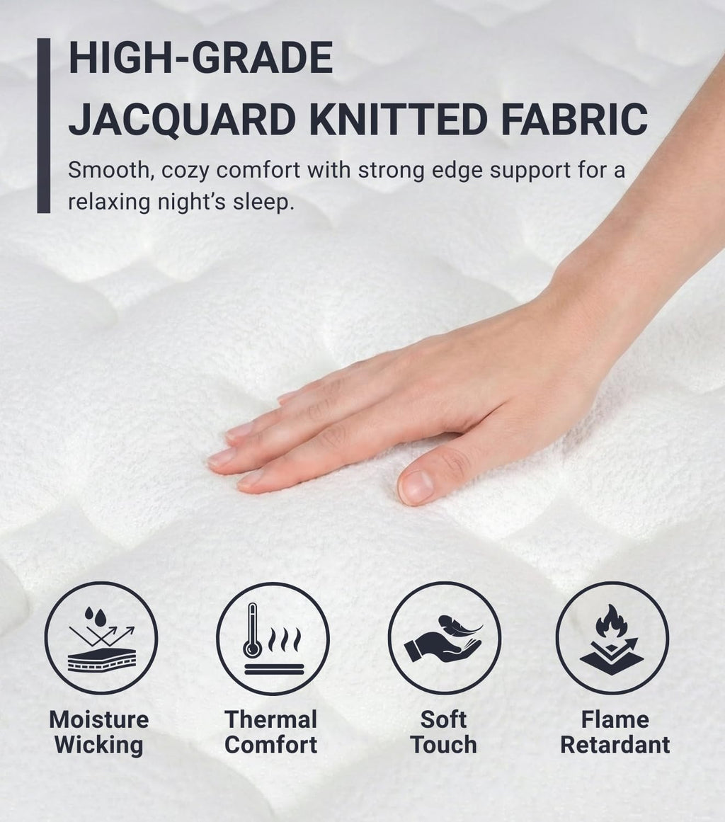 Full XL Mattress, 14 Inch Hybrid Full Mattress in a Box with Cooling Gel Memory Foam