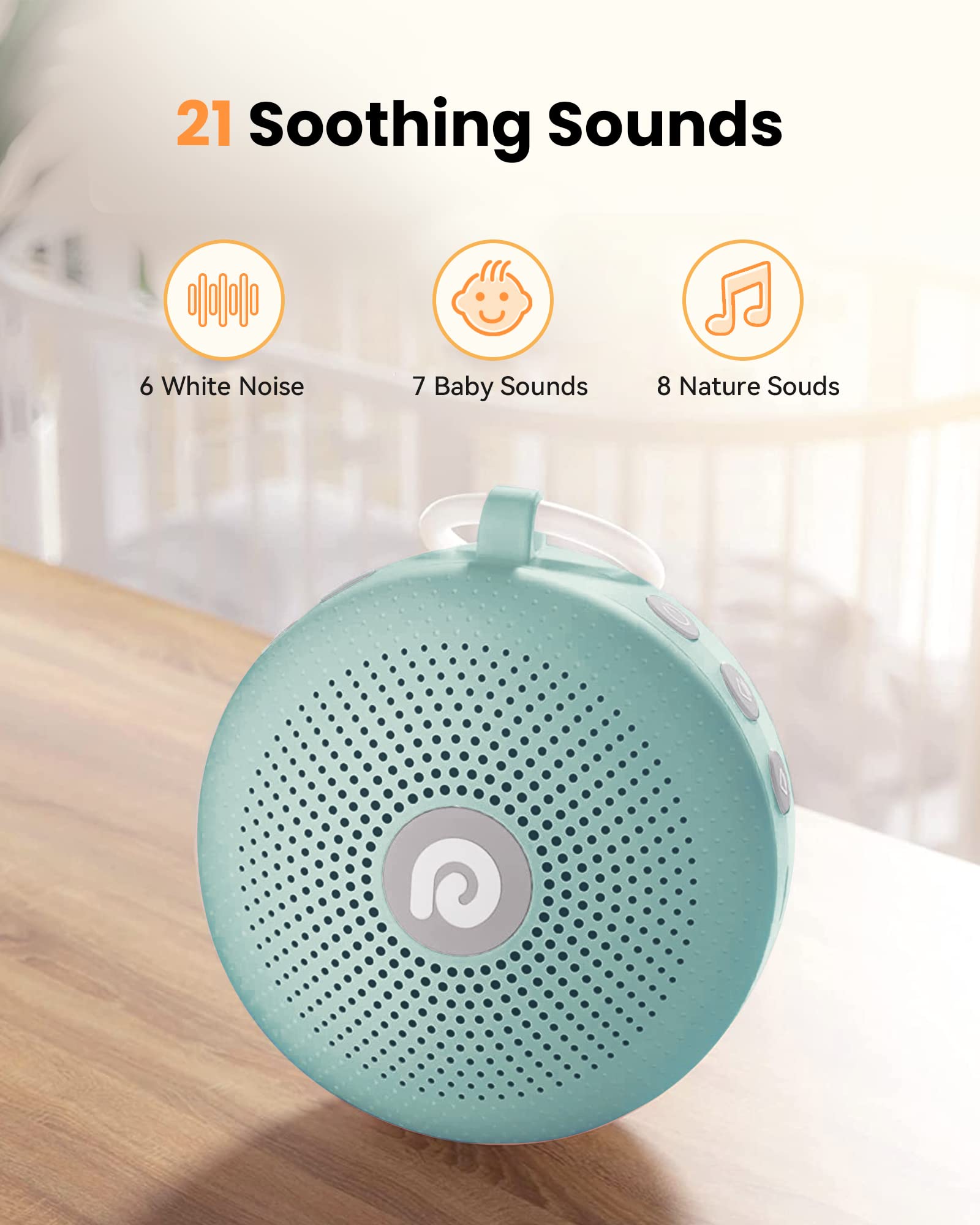 Portable Noise Machine for Babies or Adults, Features Powerful Battery, 21 Soothing Sound