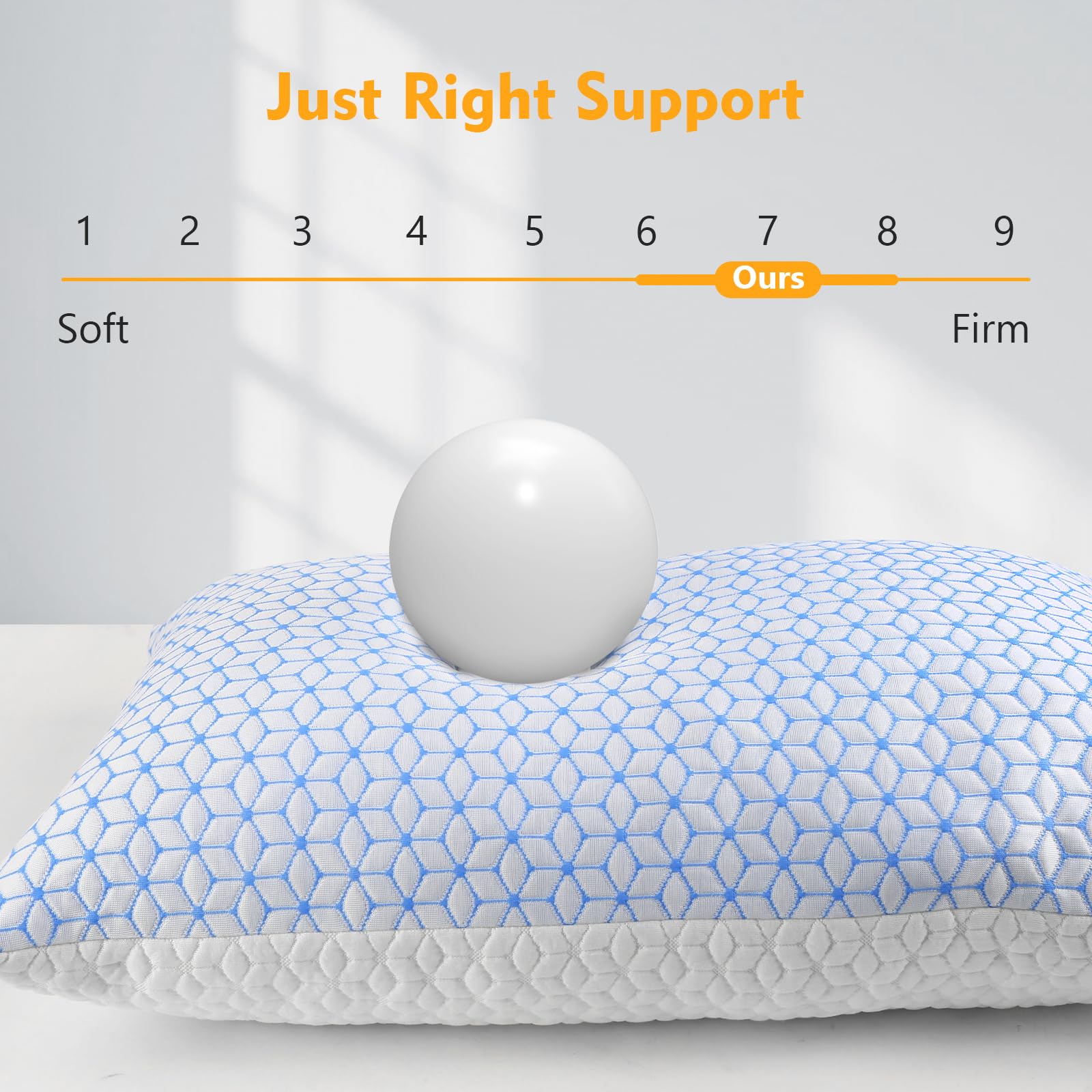 Shredded Memory Foam Pillows King Size Set of 2, Cooling Pillow Firm and Soft Adjustable