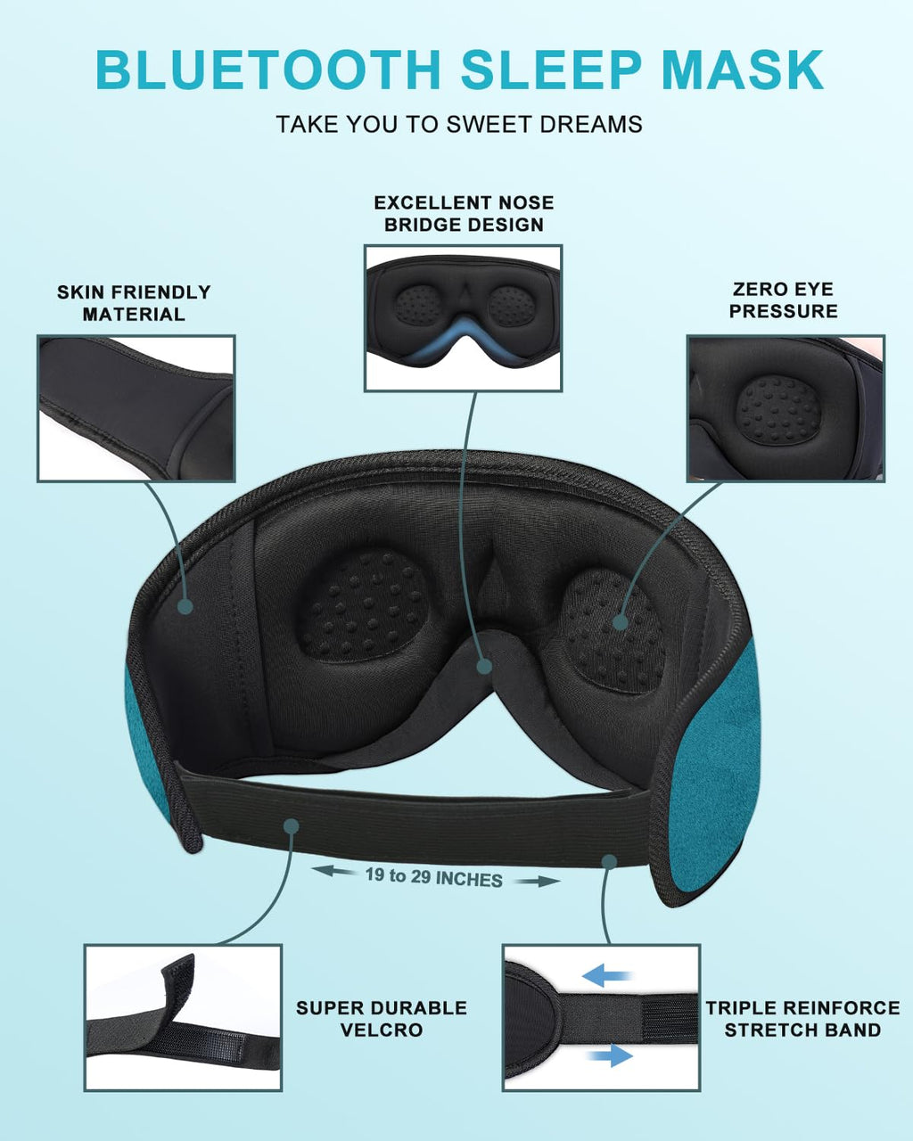 Sleep Headphones, 3D Sleep Mask Bluetooth Wireless Music Eye Mask