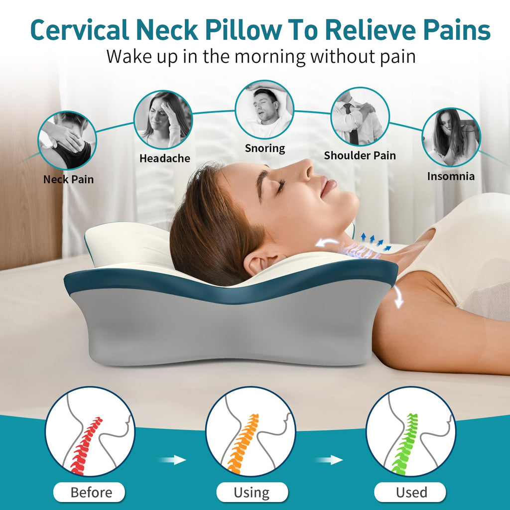 Cervical Pillow for Neck Pain Relief - Ergonomic Neck Pillow for Sleeping