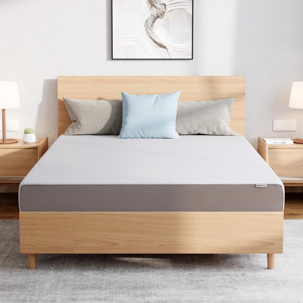 Memory Foam Mattress, Soft Plush Feel, Breathable, 12 Inch, Queen, White/Grey