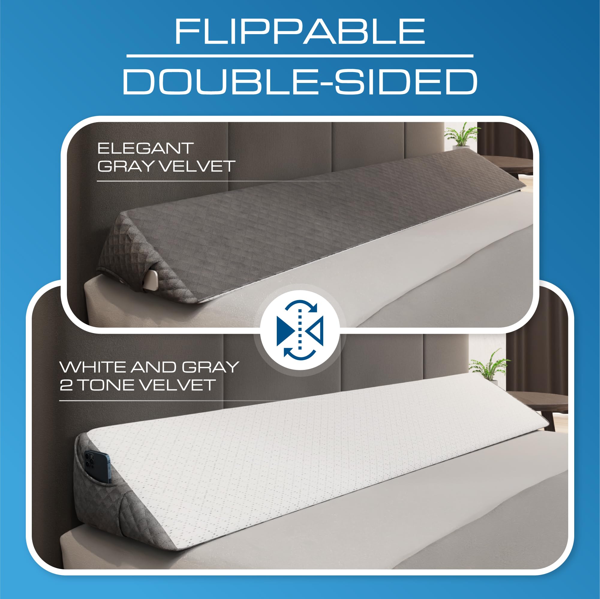 Kolbs Bed Wedge Pillow for Sleep Apnea, FSA Eligible Acid Reflux, and Back Pain Relief, with Chic Jacquard Cover - Headboard Wedges for Sleeping (Standard Width 7.5" Height)