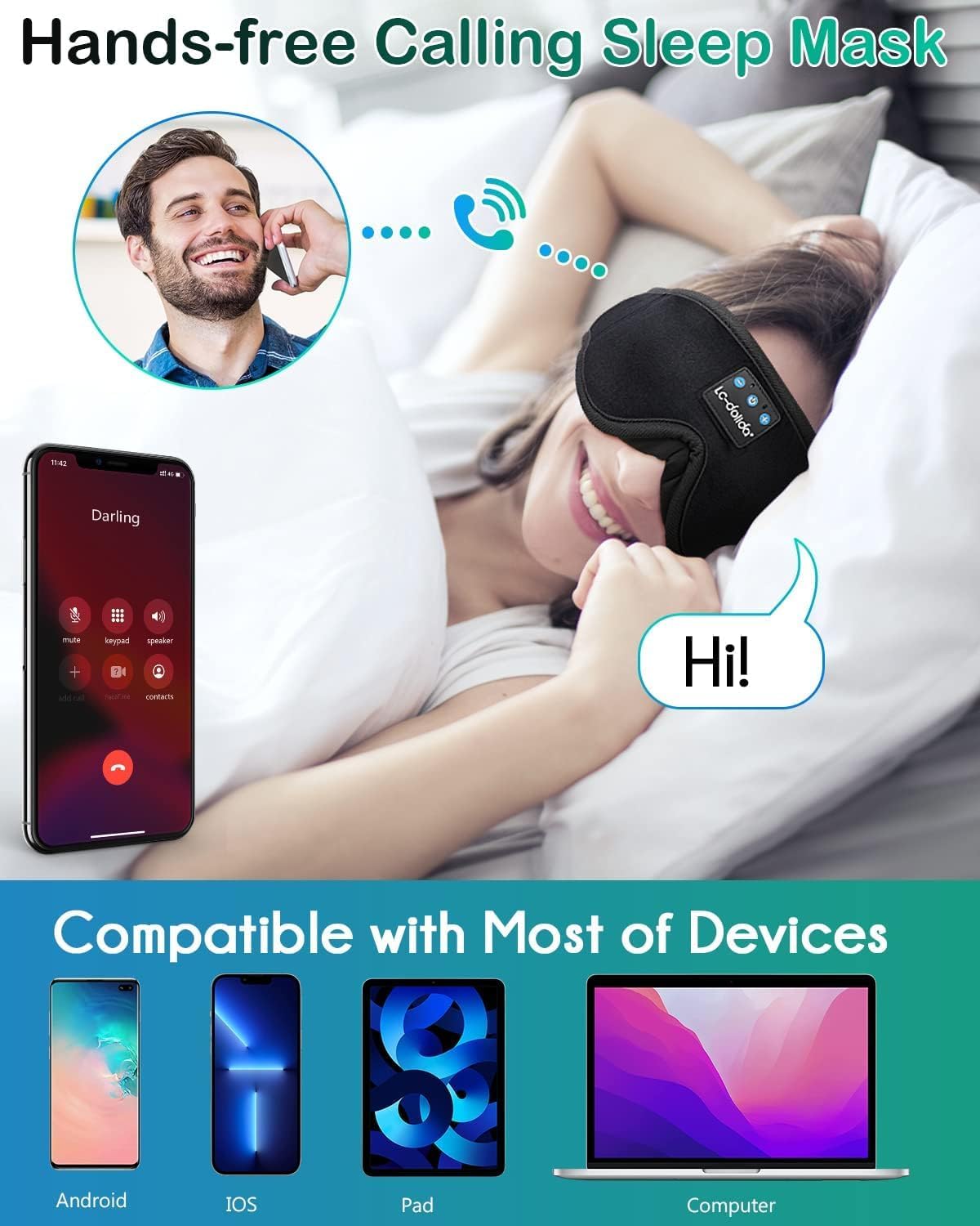 Sleep Headphones, 3D Sleep Mask Bluetooth Wireless Music Eye Mask