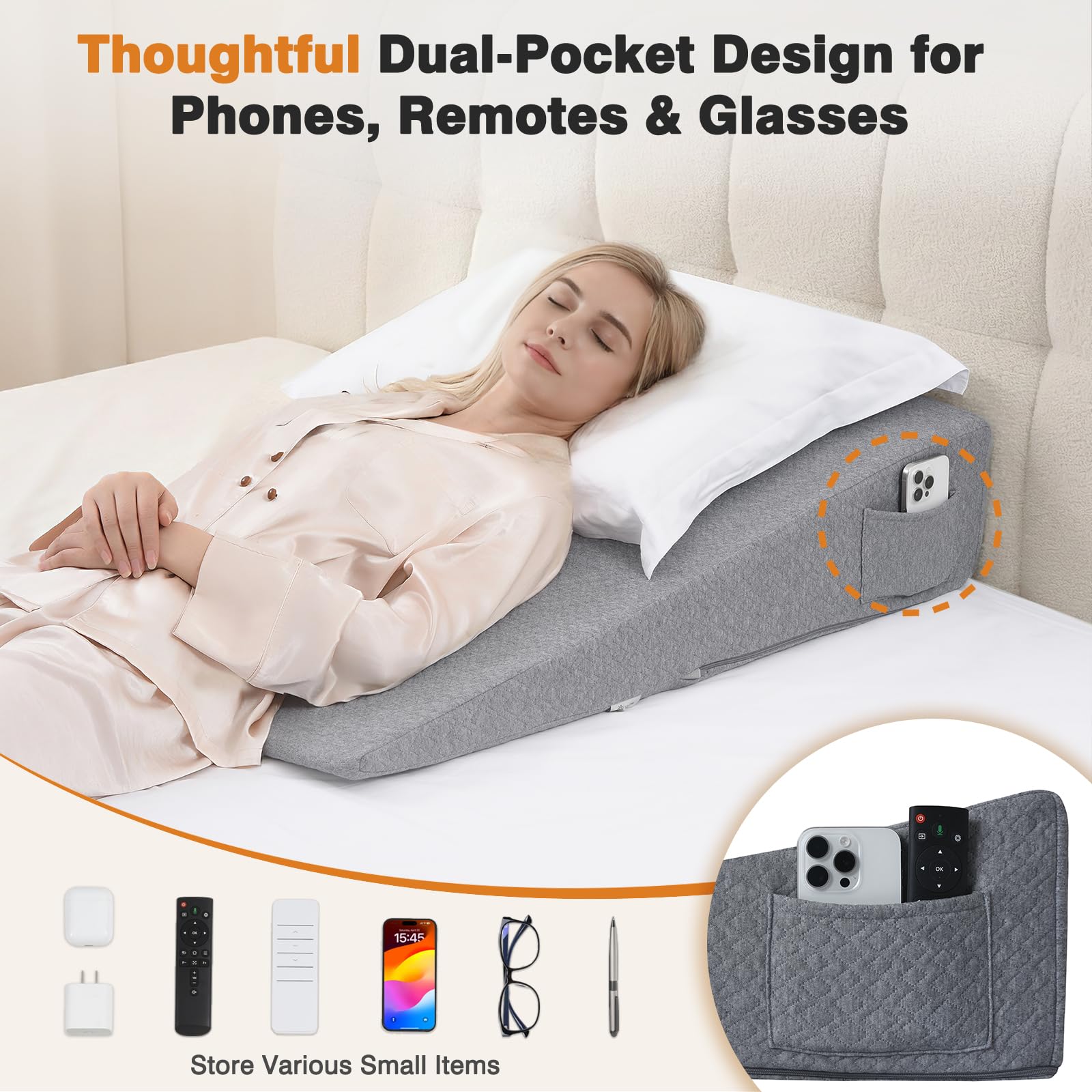 34" Extra-Long Wedge Pillow, Back & Arm Support, Bed Wedge