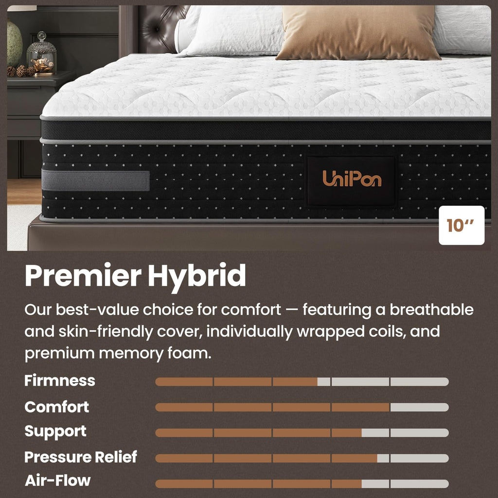 Firm Mattress, 14 Inch Hybrid Bed Mattresses for Back Pain Relief Extra Lumbar Support Motion Isolation