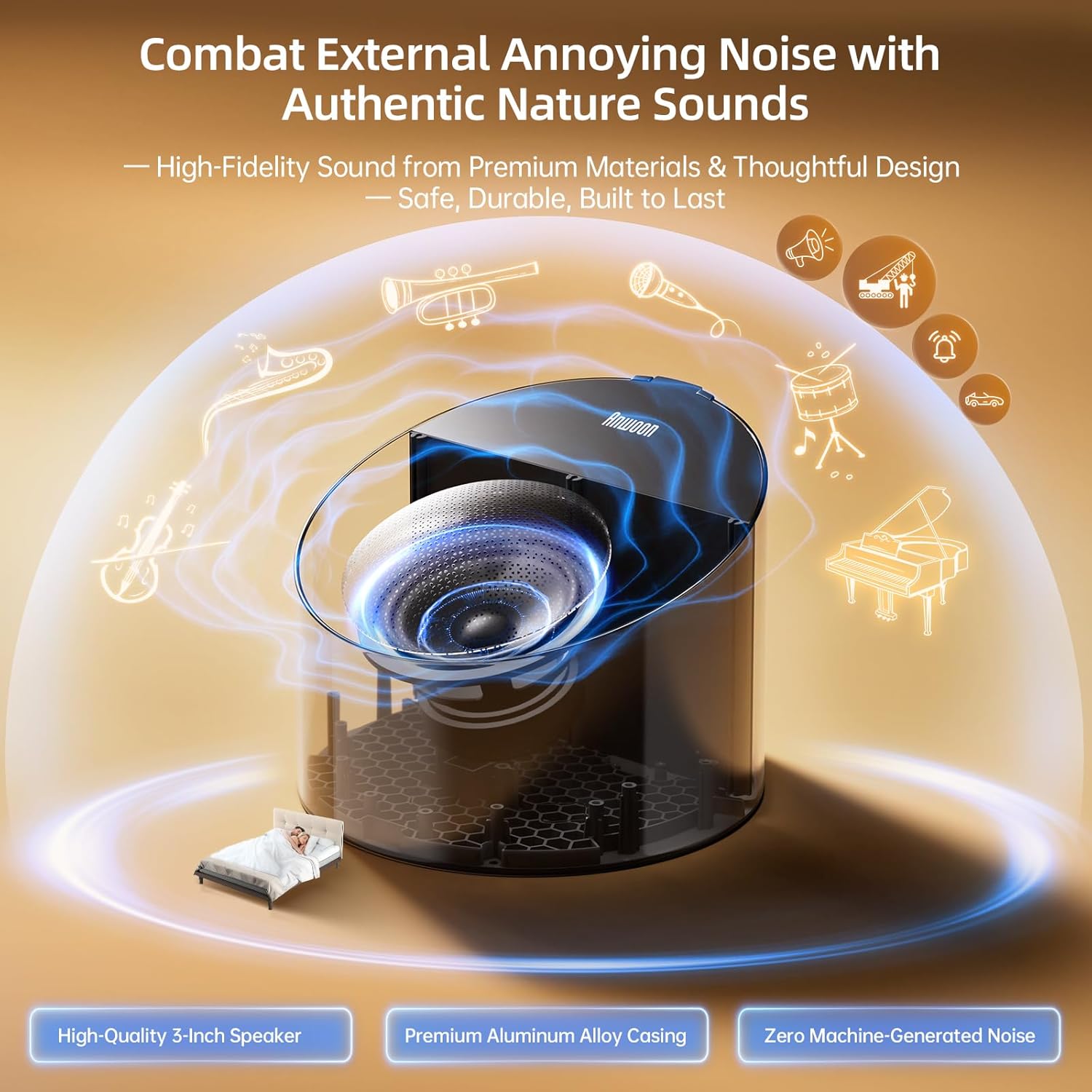 Sound Machine with Aroma Diffuser, Premium Metal Shell White Noise Machine