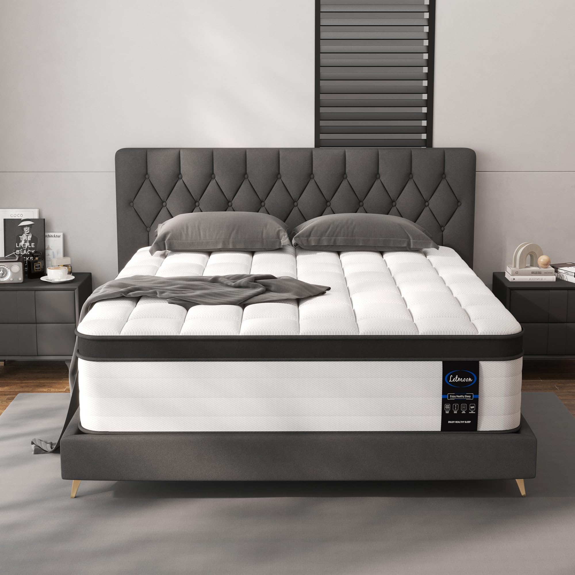 Queen Size Mattresses, 16 Inch Hybrid Queen Mattress in a Box