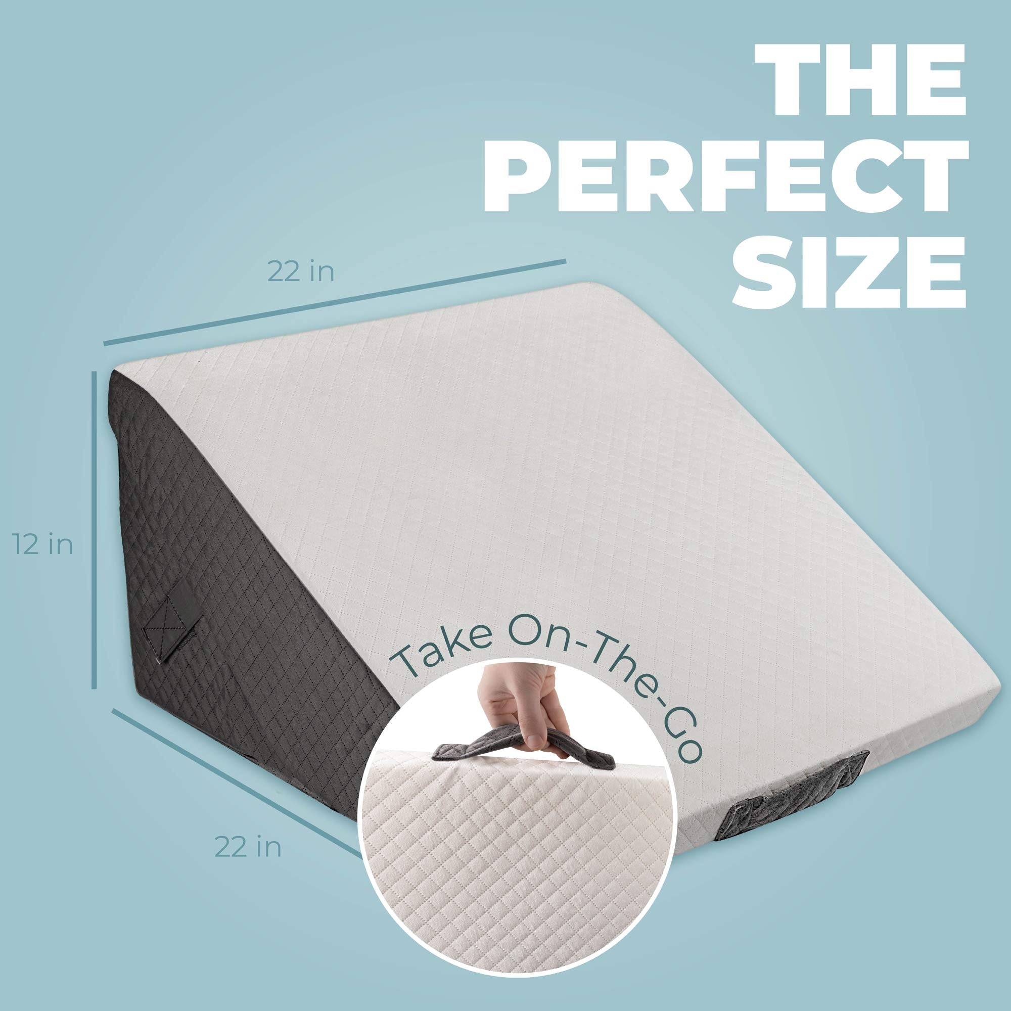 Kolbs Bed Wedge Pillow for Sleep Apnea, FSA Eligible Acid Reflux, and Back Pain Relief, with Chic Jacquard Cover - Headboard Wedges for Sleeping (Standard Width 7.5" Height)
