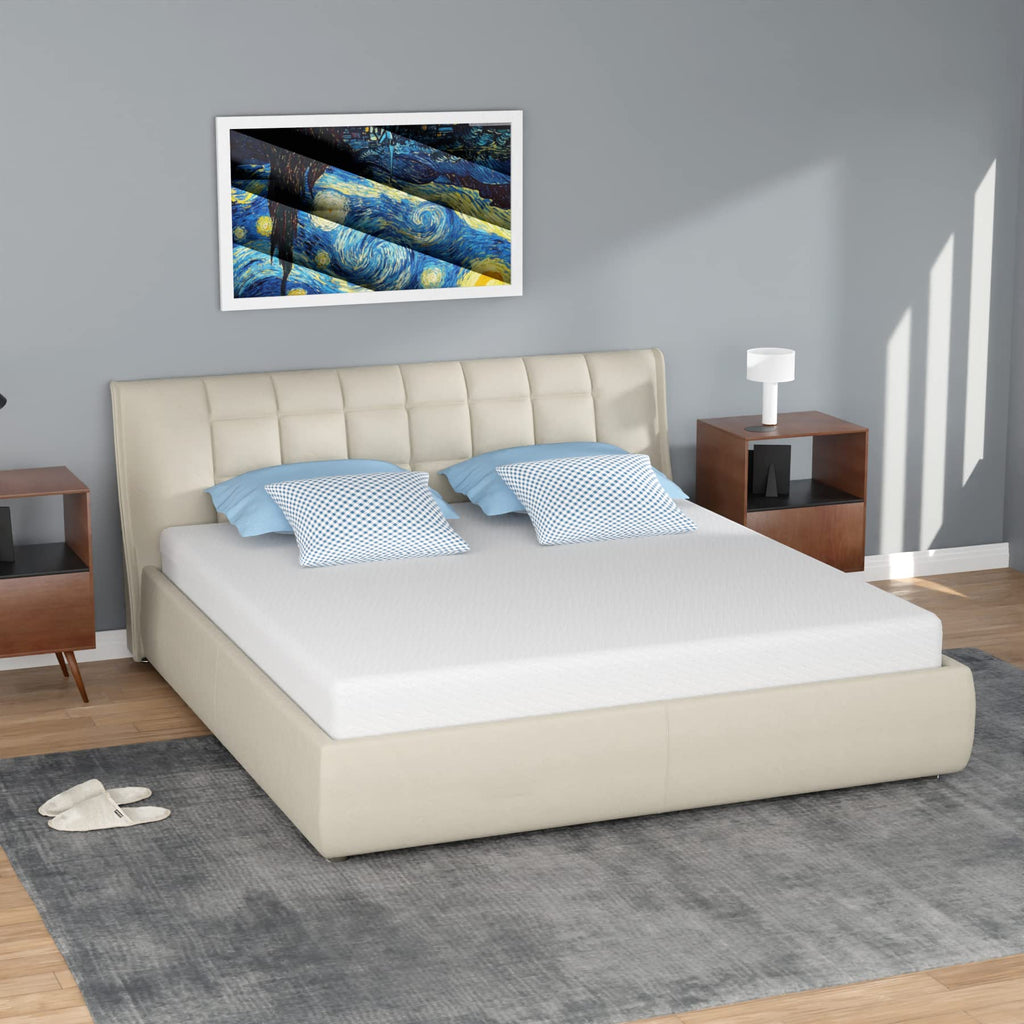 Gel Memory Foam Mattress | White | Bed in a Box,Pressure Relief, Cooling Ventilated Foam