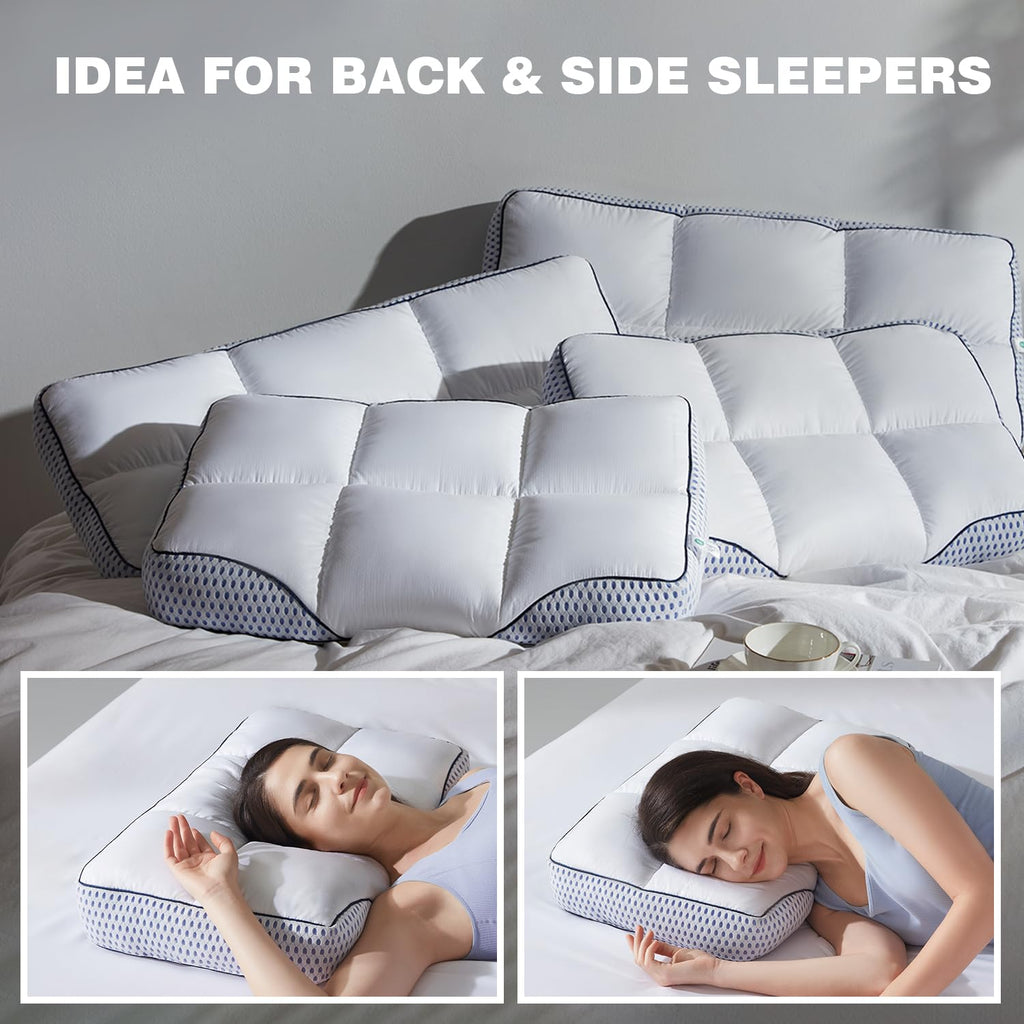 Glaciman Shredded Memory Foam Pillow for Side & Back Sleepers - Firm Ergonomic Pillow for Neck Pain Relief