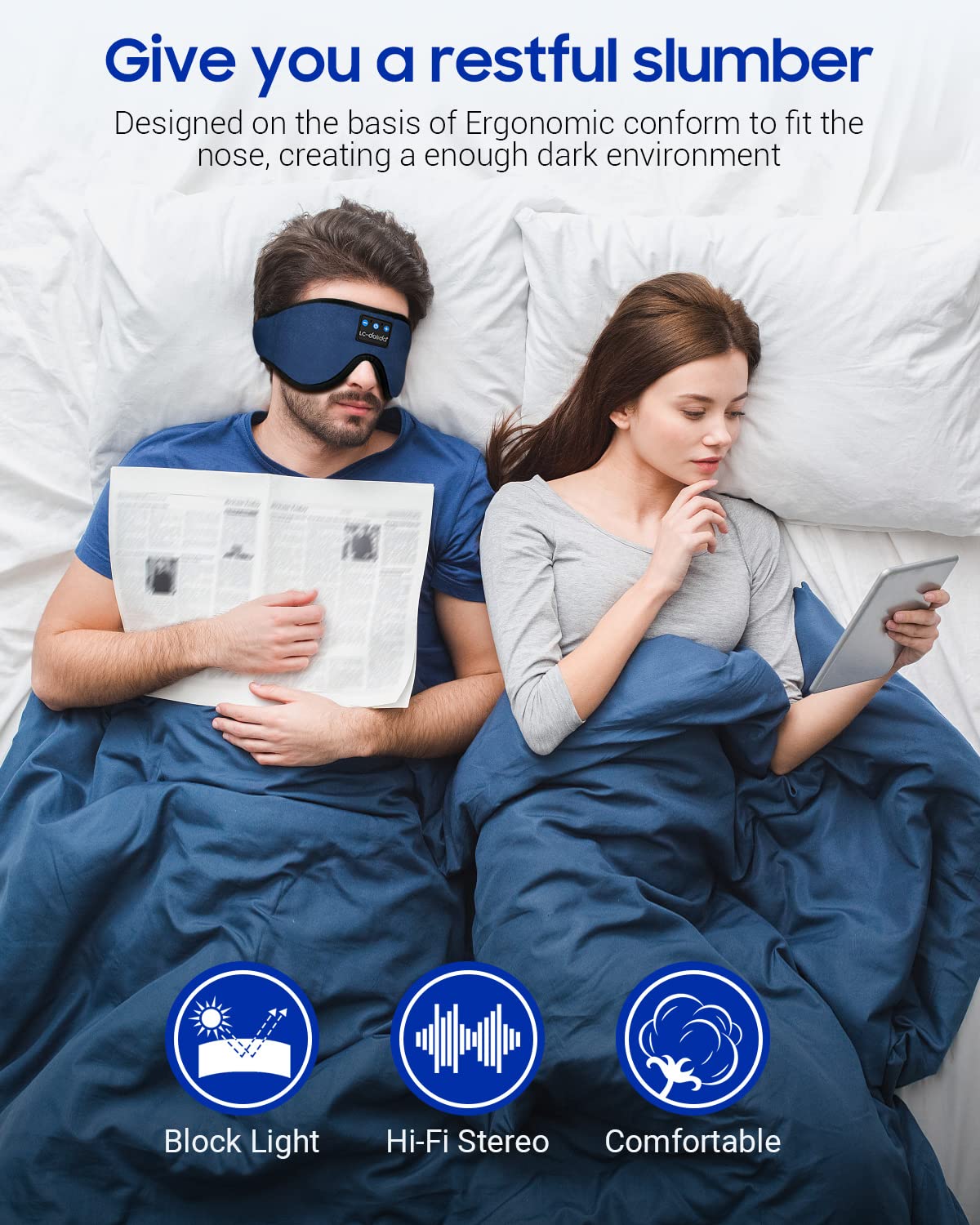Sleep Headphones, 3D Sleep Mask Bluetooth Wireless Music Eye Mask
