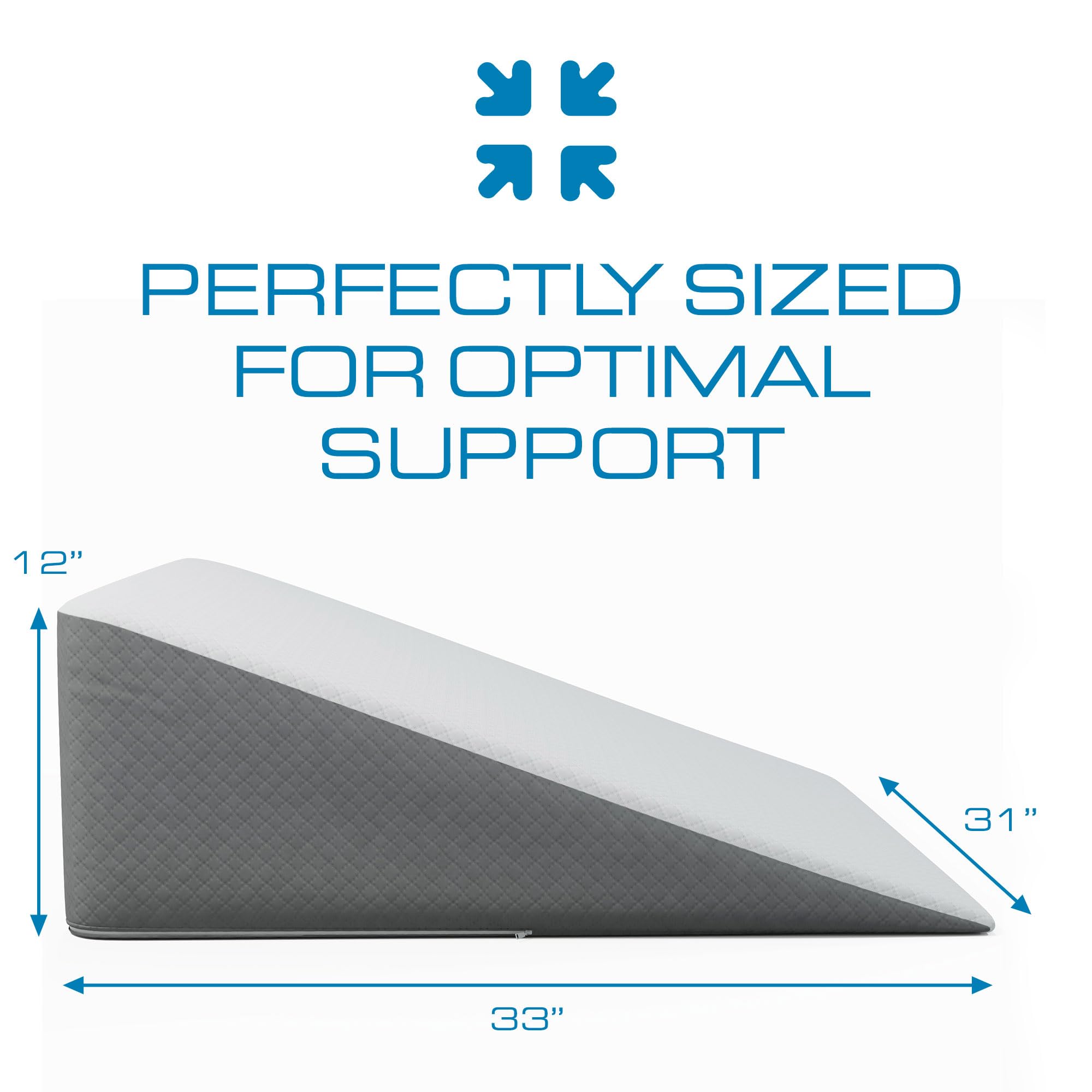 Kolbs Bed Wedge Pillow for Sleep Apnea, FSA Eligible Acid Reflux, and Back Pain Relief, with Chic Jacquard Cover - Headboard Wedges for Sleeping (Standard Width 7.5" Height)
