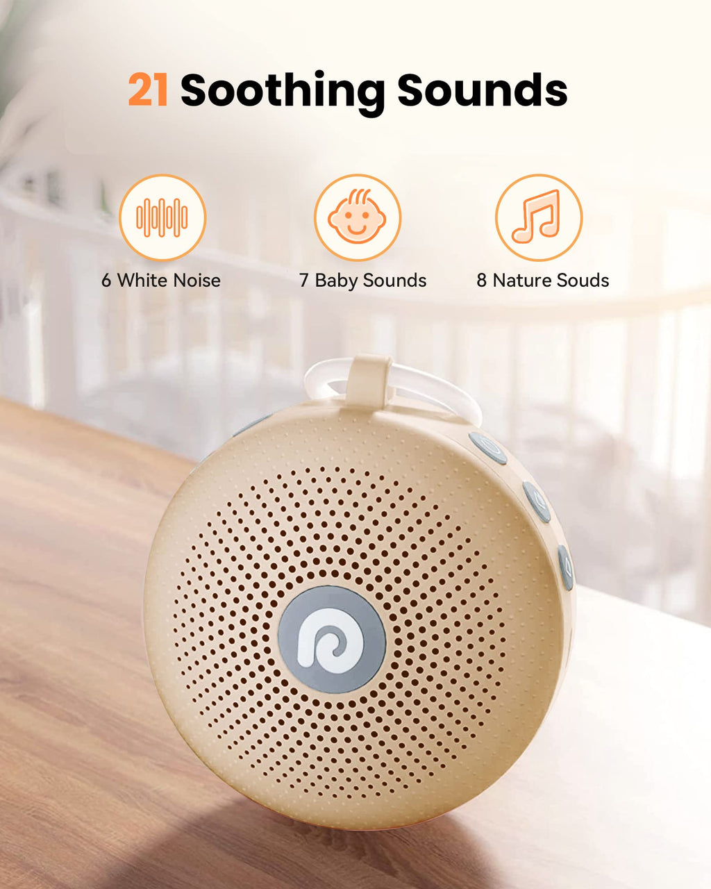 Portable Noise Machine for Babies or Adults, Features Powerful Battery, 21 Soothing Sound