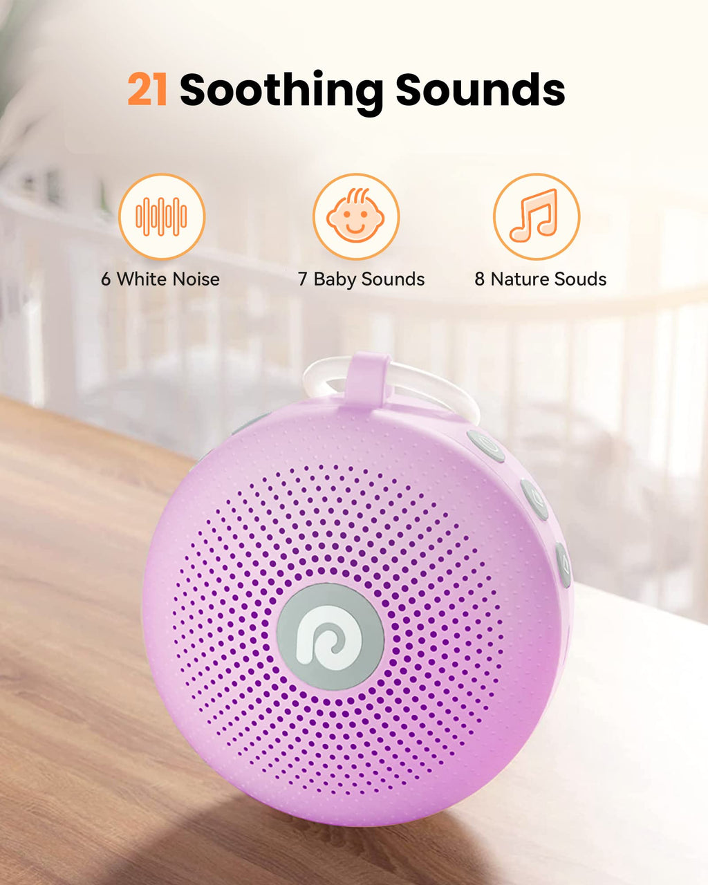 Portable Noise Machine for Babies or Adults, Features Powerful Battery, 21 Soothing Sound