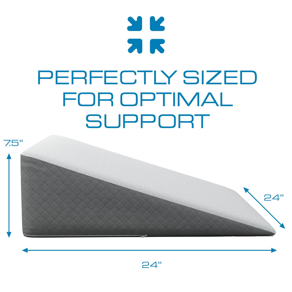 Kolbs Bed Wedge Pillow for Sleep Apnea, FSA Eligible Acid Reflux, and Back Pain Relief, with Chic Jacquard Cover - Headboard Wedges for Sleeping (Standard Width 7.5" Height)