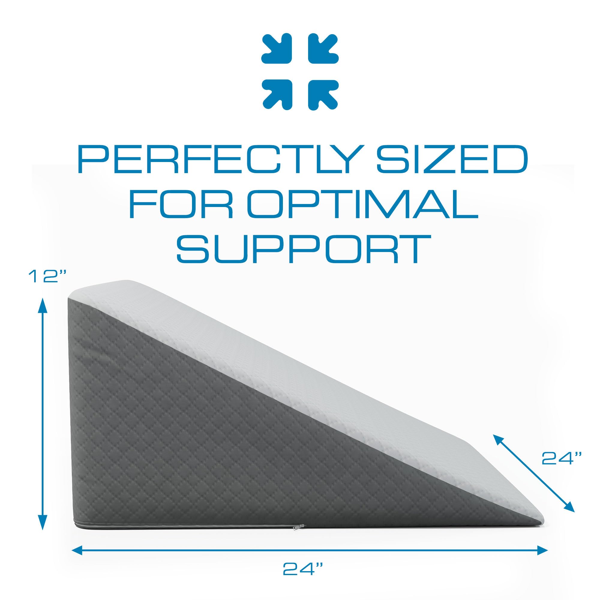 Kolbs Bed Wedge Pillow for Sleep Apnea, FSA Eligible Acid Reflux, and Back Pain Relief, with Chic Jacquard Cover - Headboard Wedges for Sleeping (Standard Width 7.5" Height)