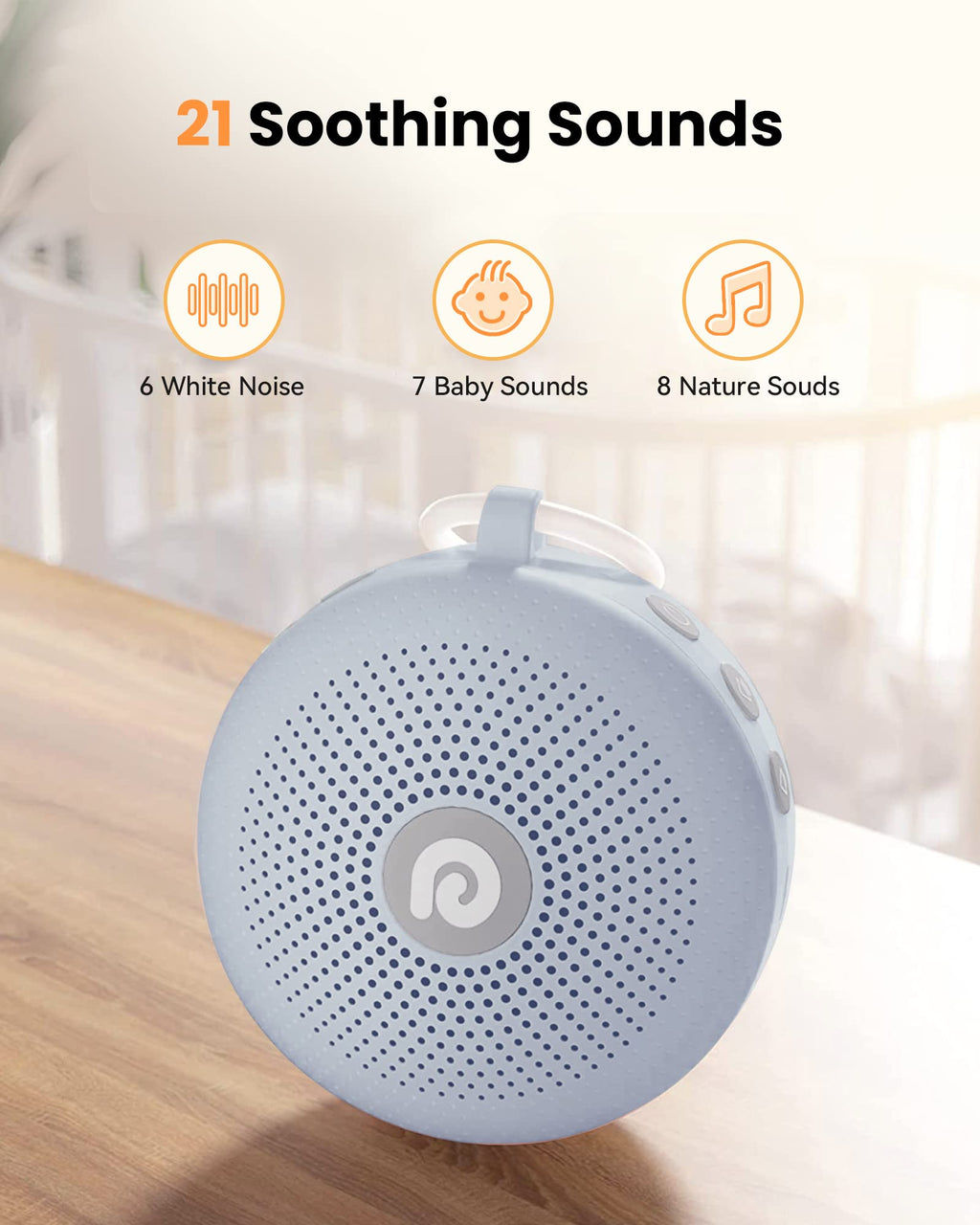 Portable Noise Machine for Babies or Adults, Features Powerful Battery, 21 Soothing Sound