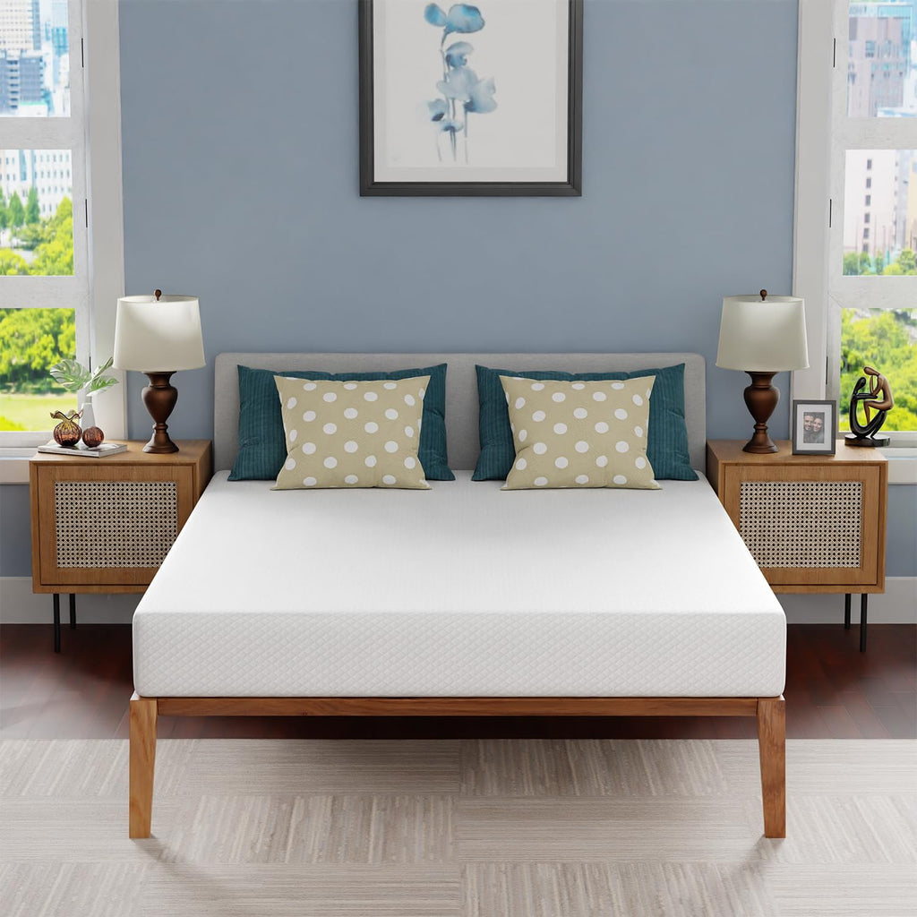 Gel Memory Foam Mattress | White | Bed in a Box,Pressure Relief, Cooling Ventilated Foam