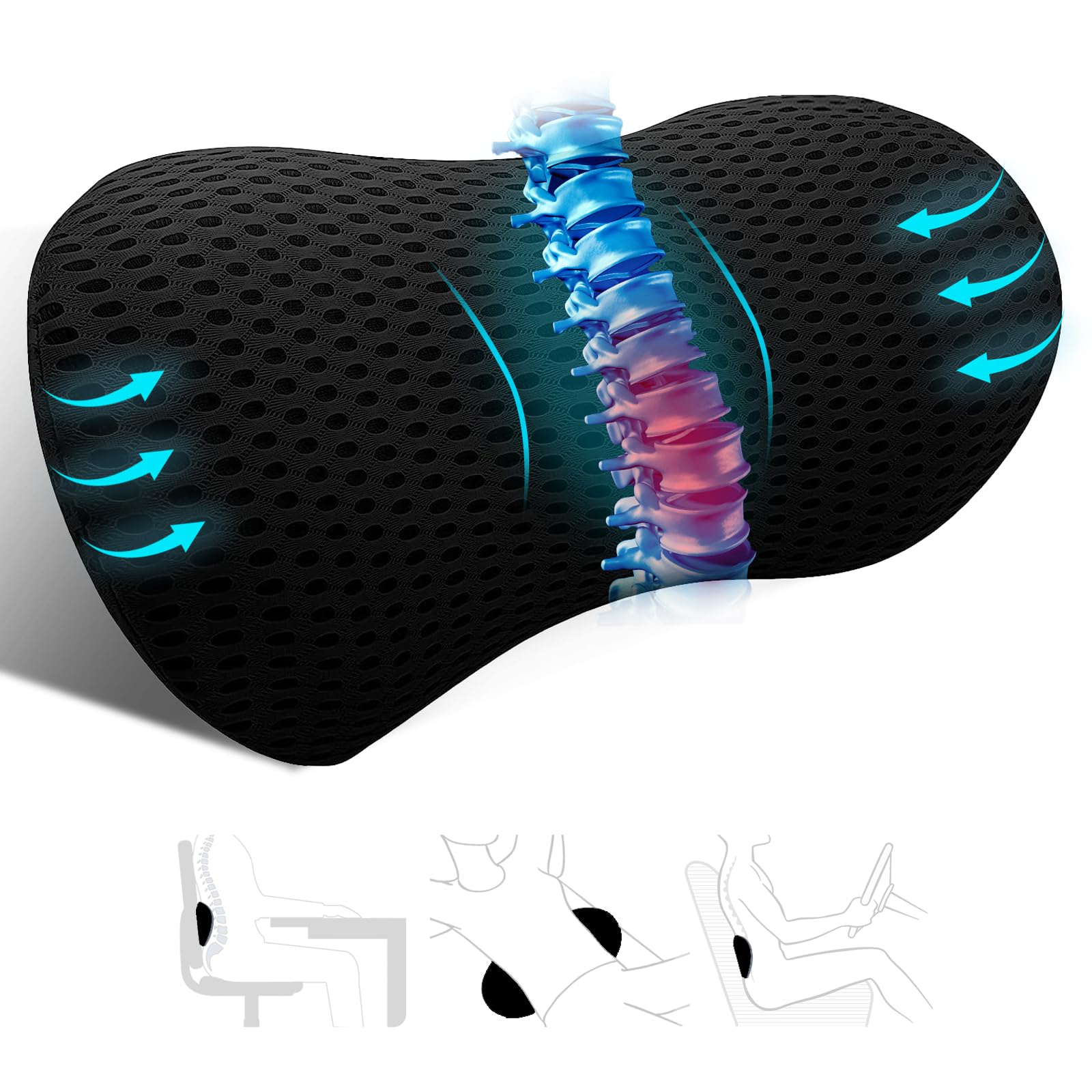 Support Pillow, Back Pillow for Low Back Pain Relief, Ergonomic