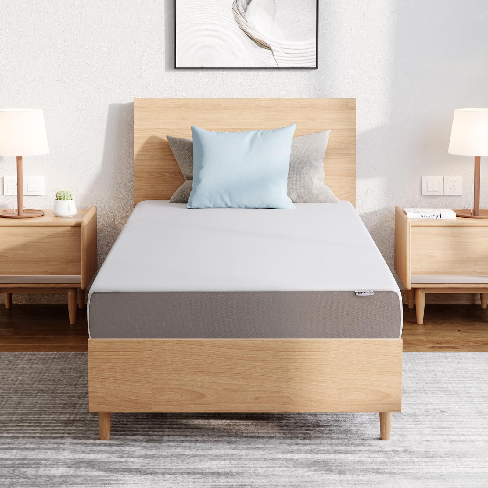 Memory Foam Mattress, Soft Plush Feel, Breathable, 12 Inch, Queen, White/Grey