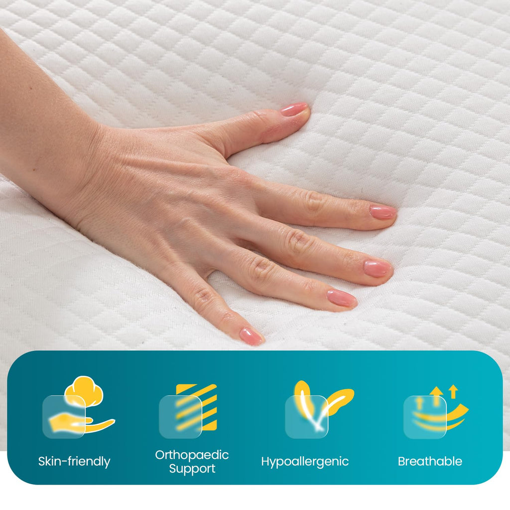 Gel Memory Foam Mattress | White | Bed in a Box,Pressure Relief, Cooling Ventilated Foam