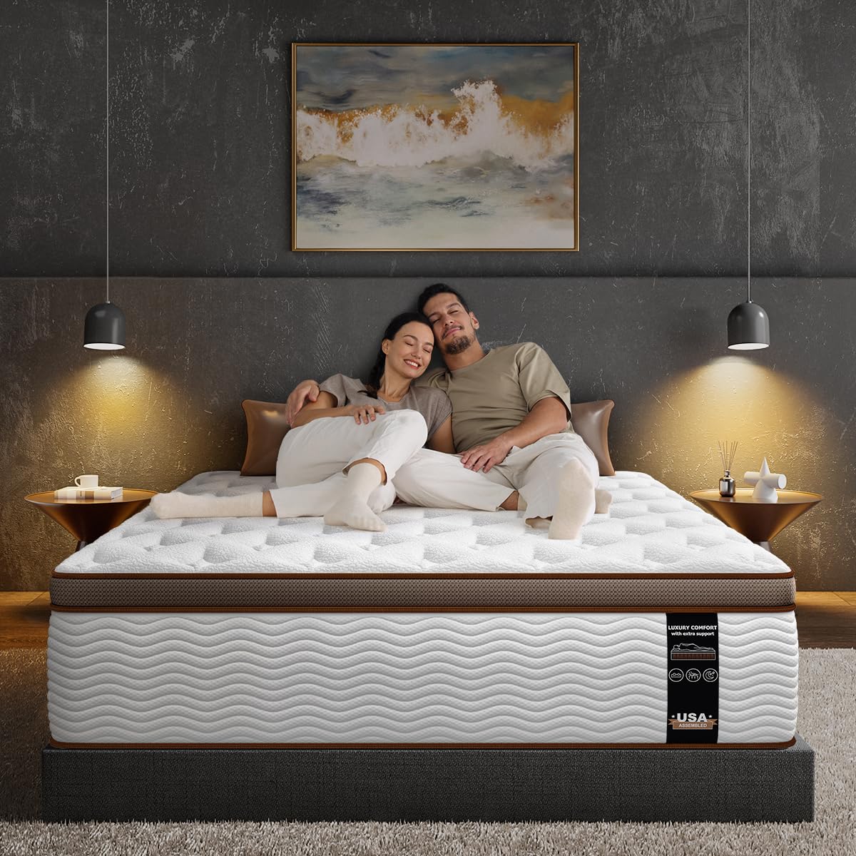 Queen Mattress 14 Inch - Firm Hybrid Mattress with Orthopedic Spinal Support for Back Pain