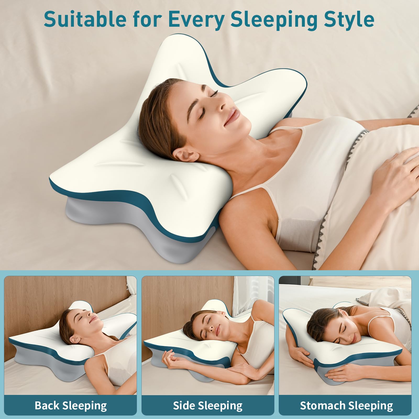 Cervical Pillow for Neck Pain Relief - Ergonomic Neck Pillow for Sleeping