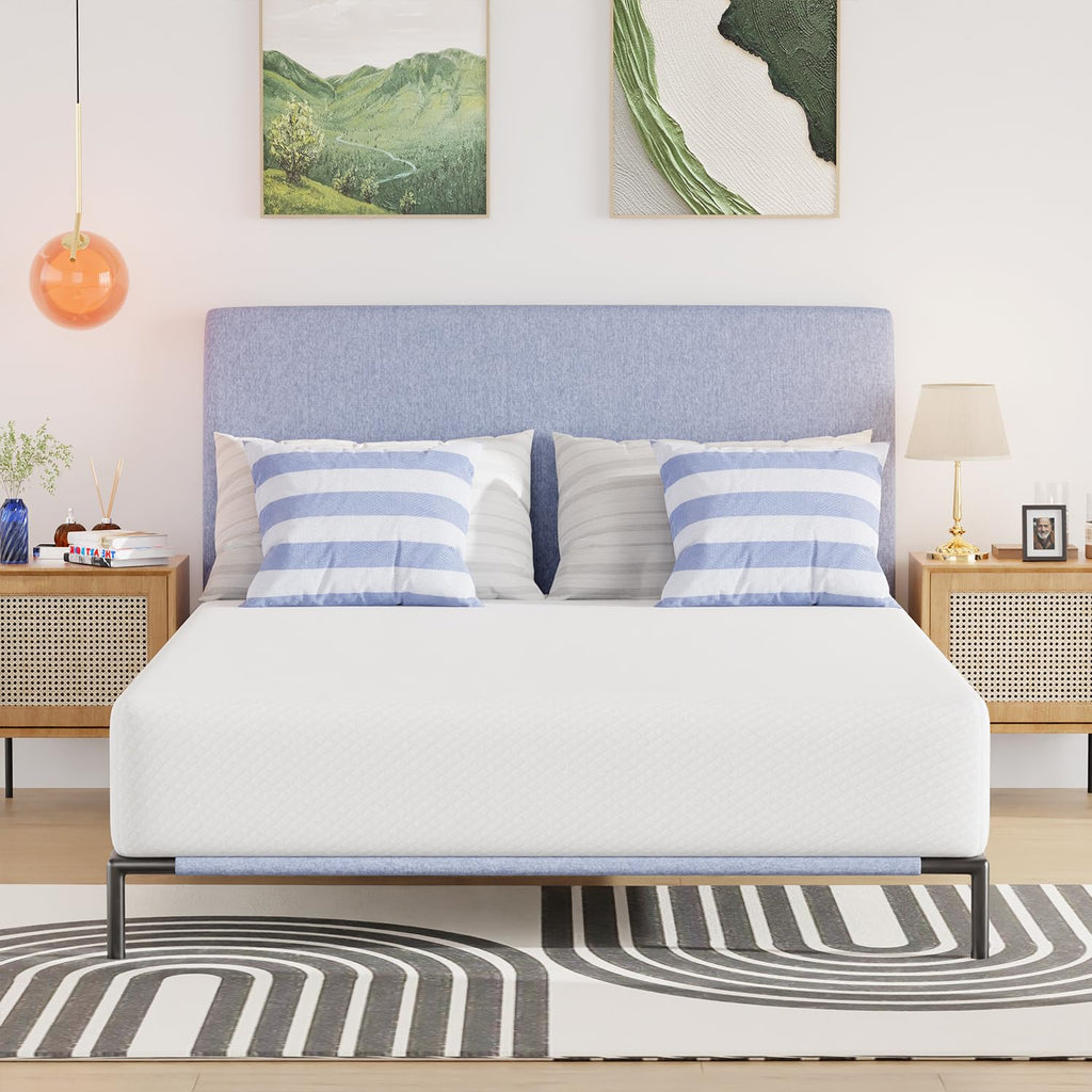 Gel Memory Foam Mattress | White | Bed in a Box,Pressure Relief, Cooling Ventilated Foam