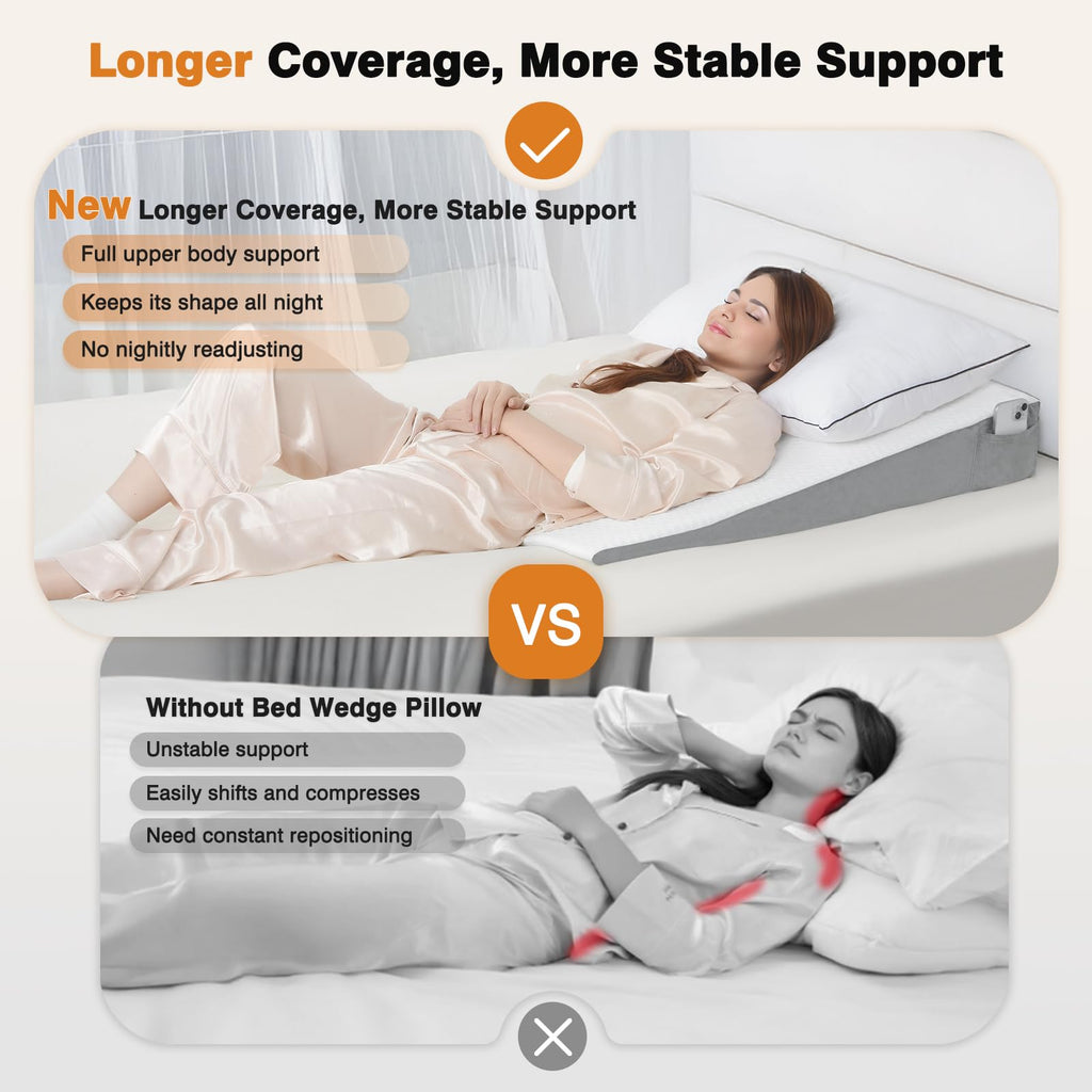 34" Extra-Long Wedge Pillow, Back & Arm Support, Bed Wedge