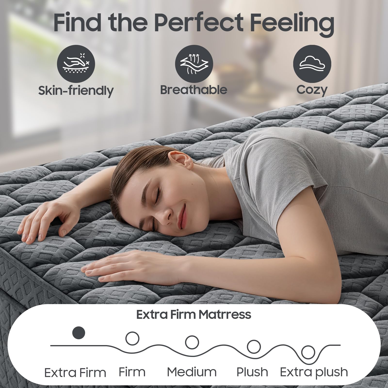 Firm Queen Size Mattress, 14 inch Hybrid Mattress in a Box with Extra Back and Lumbar Hip