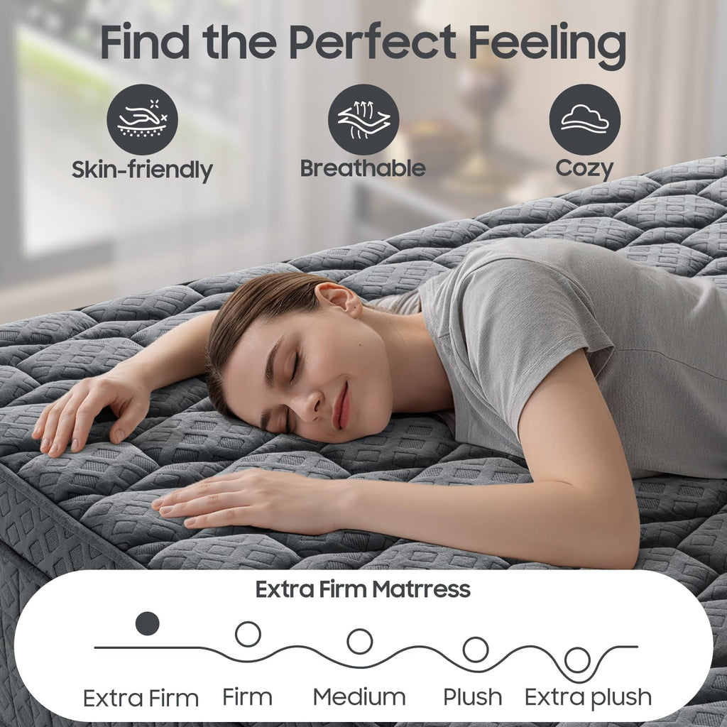 Firm Queen Size Mattress, 14 inch Hybrid Mattress in a Box with Extra Back and Lumbar Hip