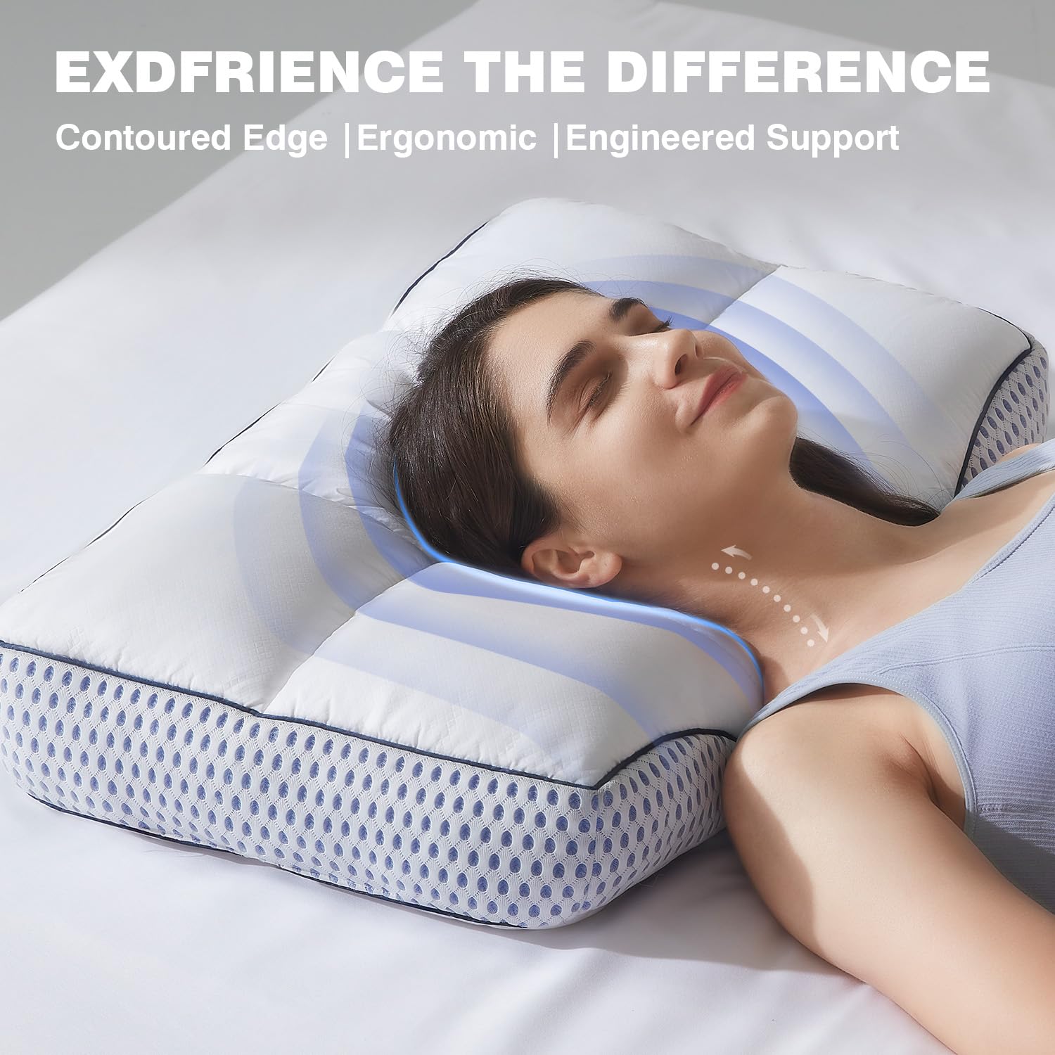 Glaciman Shredded Memory Foam Pillow for Side & Back Sleepers - Firm Ergonomic Pillow for Neck Pain Relief