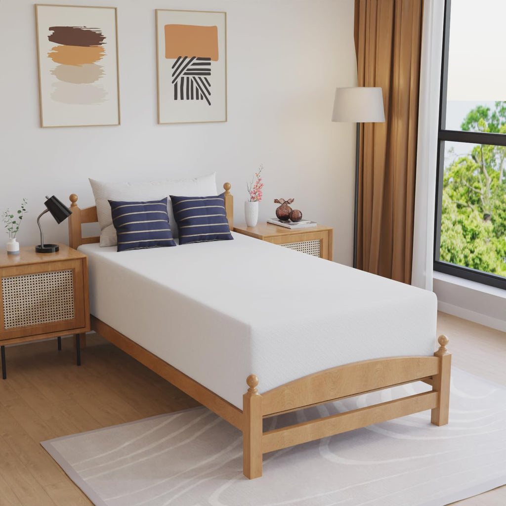 Gel Memory Foam Mattress | White | Bed in a Box,Pressure Relief, Cooling Ventilated Foam