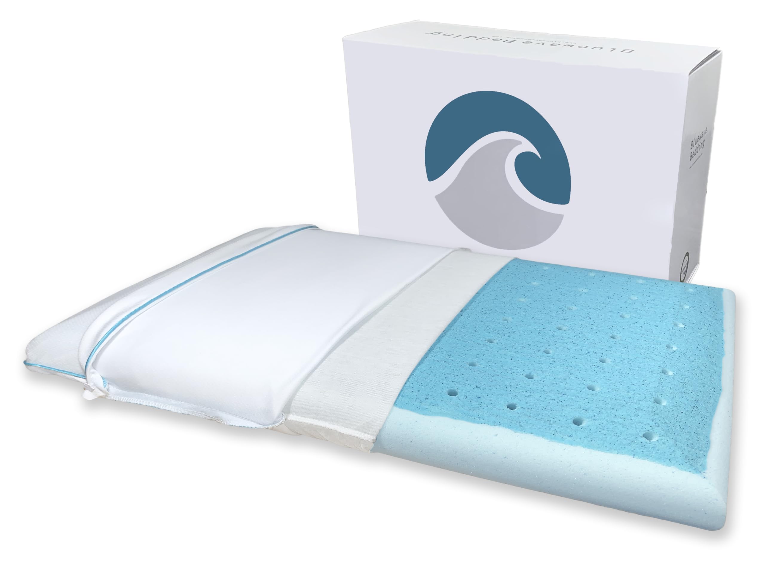 Bedding Ultra Slim Max Cool CarbonBlue Gel Memory Foam Pillow for Stomach and Back Sleepers