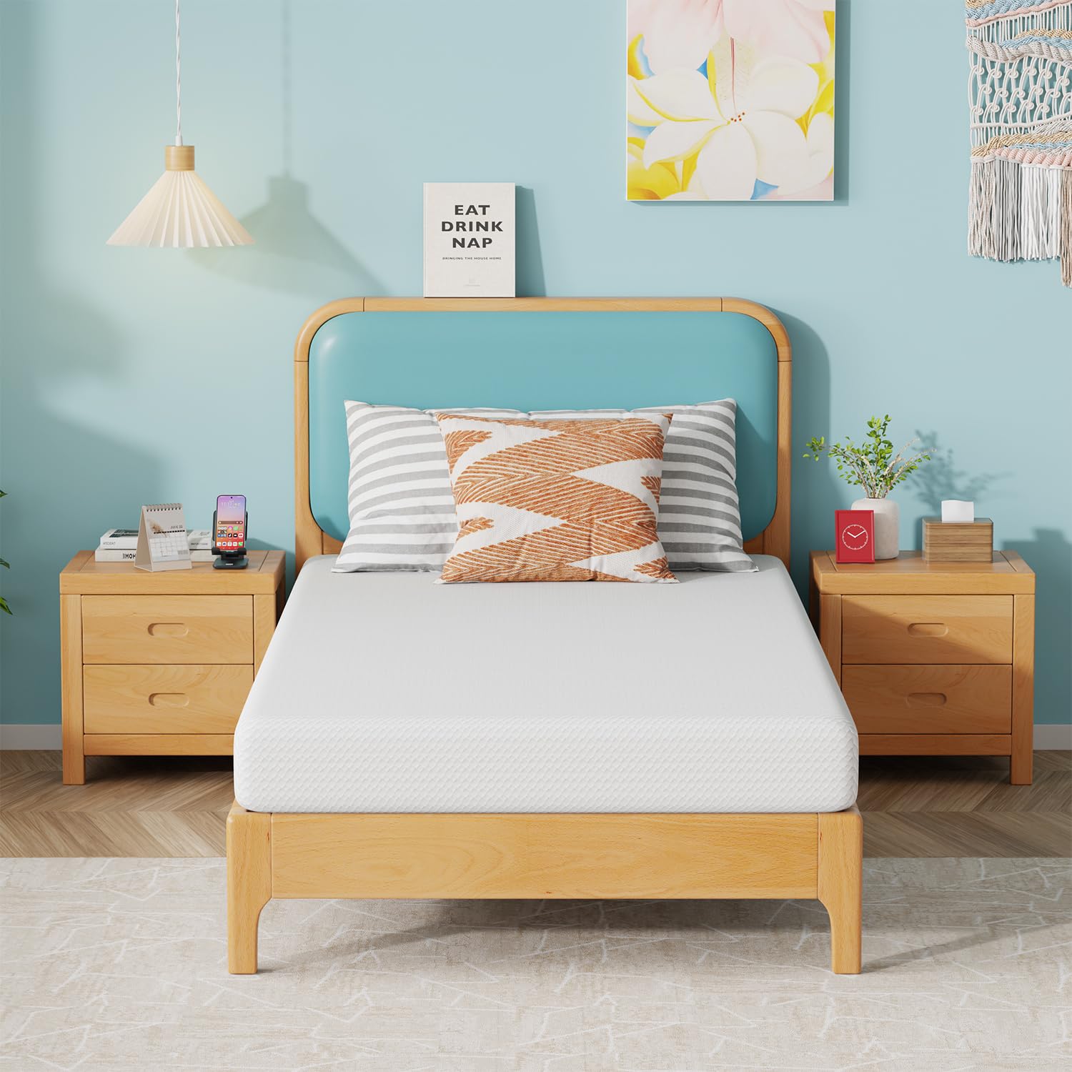 Gel Memory Foam Mattress | White | Bed in a Box,Pressure Relief, Cooling Ventilated Foam