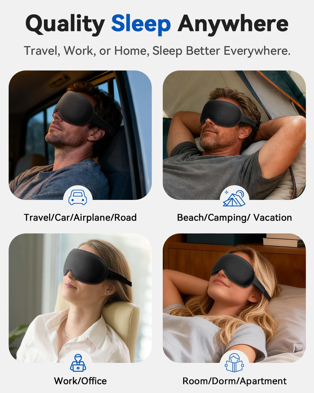 Weighted Eye Mask for Sleeping - 3D Blackout Sleep Mask for Women & Men